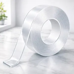 Extra Strong Double Sided Tape Heavy Duty Removable 10FT, Clear Sticky Adhesive Nano Tape Tough Washable Waterproof Mounting Tape for Hanging Picture, Poster, Carpet, Photo Deco