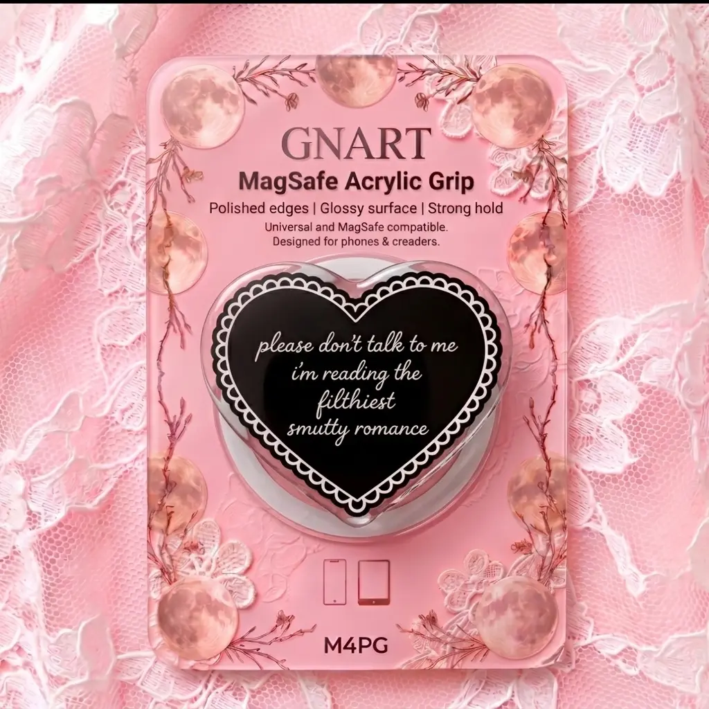 Vintage Lambeth Cake Heart Acrylic Phone Grip | MagSafe Compatible Please Don't Talk To Me Phone Stand for Kindle | Romantic Fantasy Bookish Gift