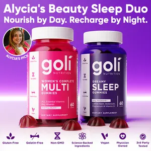 Alycia's Beauty Sleep Duo - Women's Complete Multi All 13 Essential Vitamins, All B Vitamins, Vitamin C, A, D, E, K, Zinc, Biotin. & Goli Dreamy Sleep Gummy - Melatonin, Vitamin D, Magnesium, Lemon Balm Extract Gluten-Free & Gelatin-Free, Vegan, Non-GMO