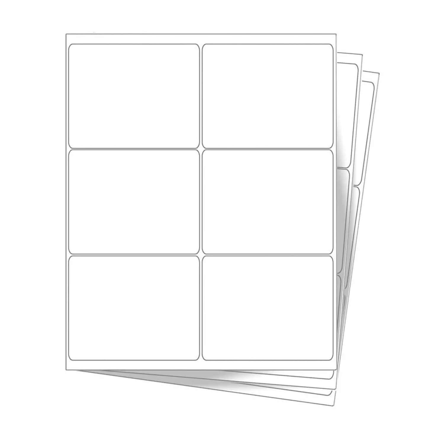 SJPACK Multipurpose Printable White Adhesive Sticker Paper - Laser/Inkjet Compatible, Matte Finish, 6 per Page, 500 Sheets (3000 Labels), Label Size, Round Corner, Sheet Size
