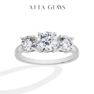 3 Stone All Synthetic Moissanite Ring Elegant Design For Woman Man 925 Sterling Silver Anniversary Gift Valentine's Day R014 [#R05]