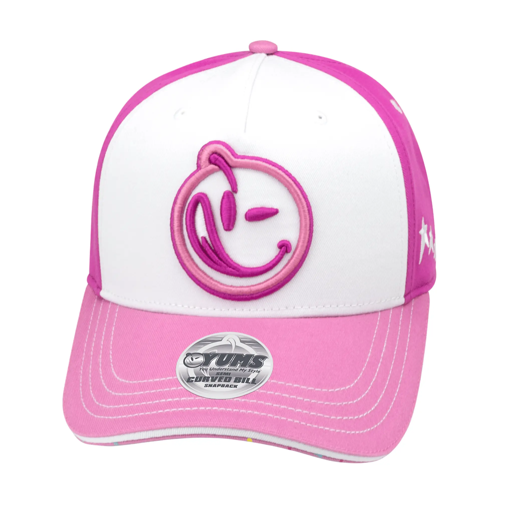Froyo Snapback - Pink and white Curved Bill Adjustable Snapback Hat