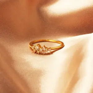 Gold CZ Ring 925 Sterling Silver