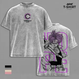Future Trunks DBZ Graphic Tee Vintage Washed Unisex Streetwear Anime Shirt Saiyan Tee for Anime Lovers DBZ Fans Men's Short-sleeve T-shirt