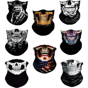 8PCS Scarves Bandanas Face Tube Black Headband, Motorcycle Multi Function Headwear Hat Scarf Neck Warmer Balaclava