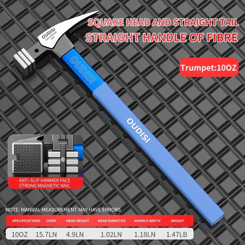 OUDISI Heavy-Duty Multi-Function Metal Hammer - Double-Sided Claw Tool with Non-Slip Grip, Durable Nail Puller for Woodworking, Household Use, Hand Tools