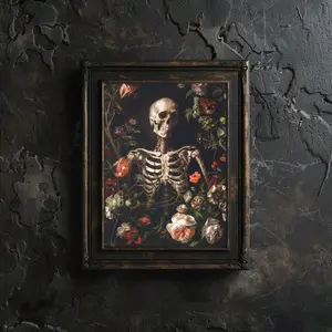 Halloween Skeleton Wall Art Decor, Modern Canvas Print, No Frame, Perfect for Living Room Bedroom Bathroom, Holiday Party Decoration