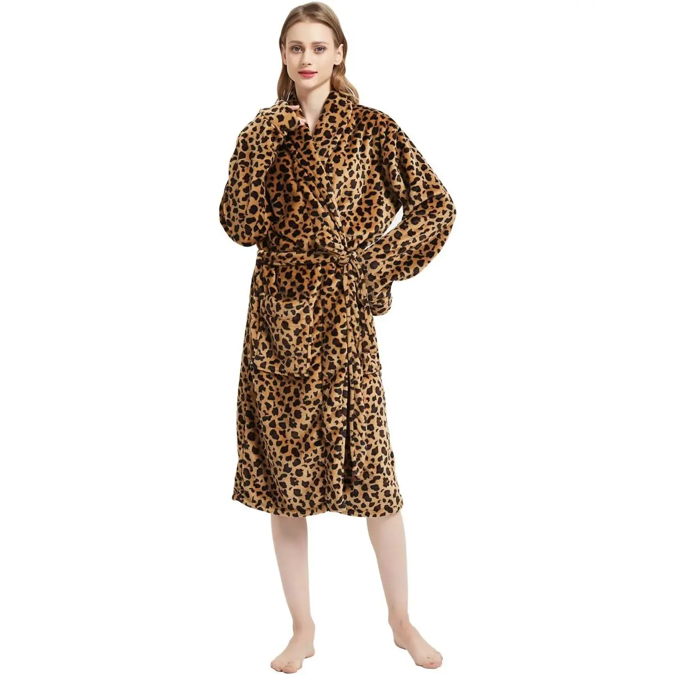 MERRYLIFE Women Bathrobes Lounger Long Nightgown Adjustable Waist Belt Luxury Petite Robes