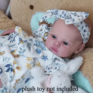 18 Inch Reborn Teenager Doll, Soft Vinyl Limbs Cloth Body Doll with Pacifier, Bottle, Diaper, Hair Accessories and Clothes Set, Doll Accessories