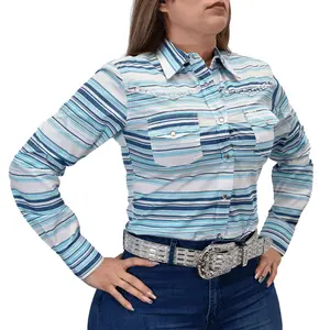 Women's Cowgirl Hardware Turquoise "Beach Serape" Long Sleeve Western Shirt