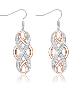1 Pair of Rose Gold Plated Celtic Knot Earrings 925 Sterling Silver Infinite Earrings Good Luck Irish Celtic Eternal Knot Earrings Simple Female Jewelry