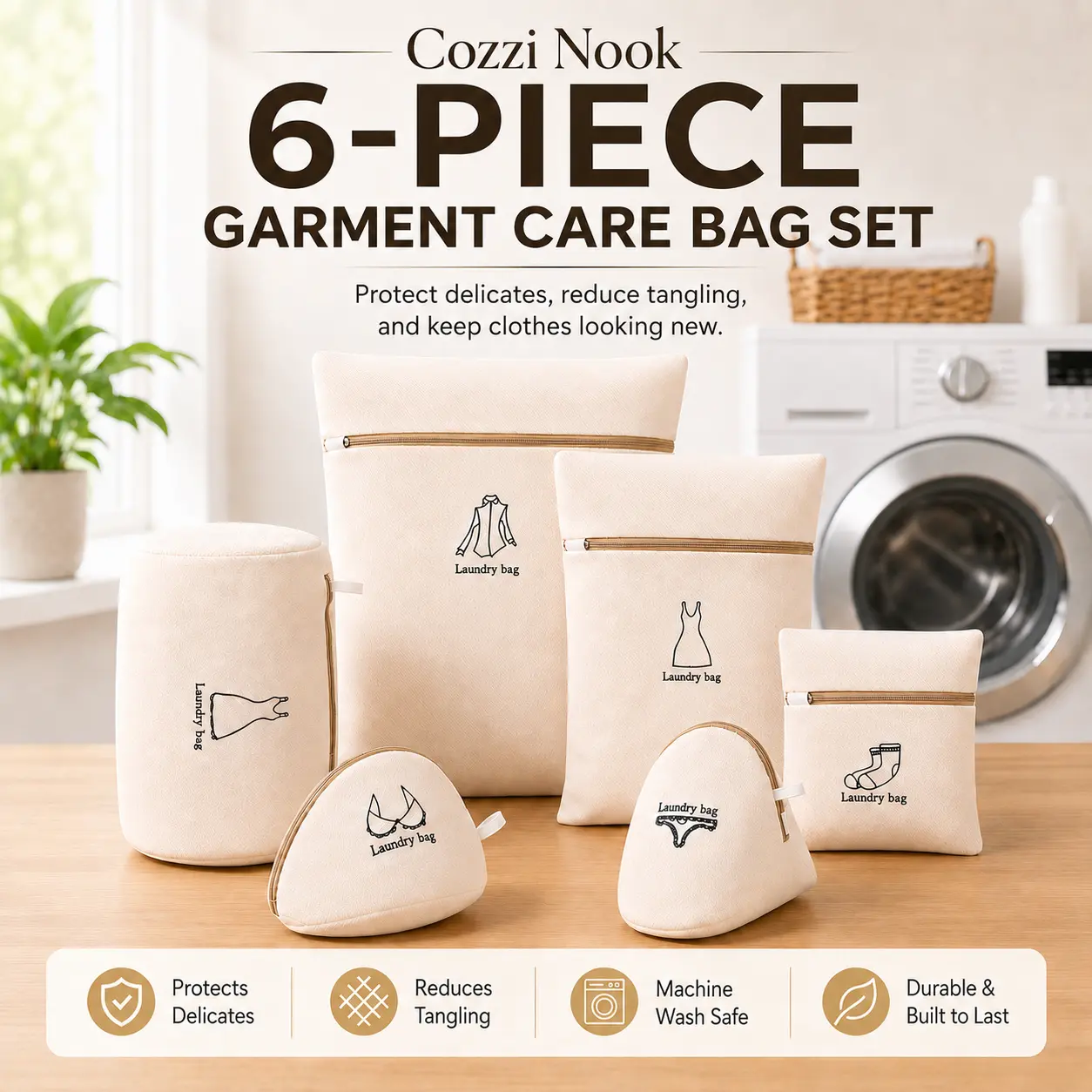 Mesh Laundry Wash Bags Set, 6 Piece Set of Laundry Bags with Zipper, Travel Storage Organizer, Suitable for Women's Underwear Bags, Women'S Shirts, Skirts, Stockings, Bras, Girlfriend Gift Ideal