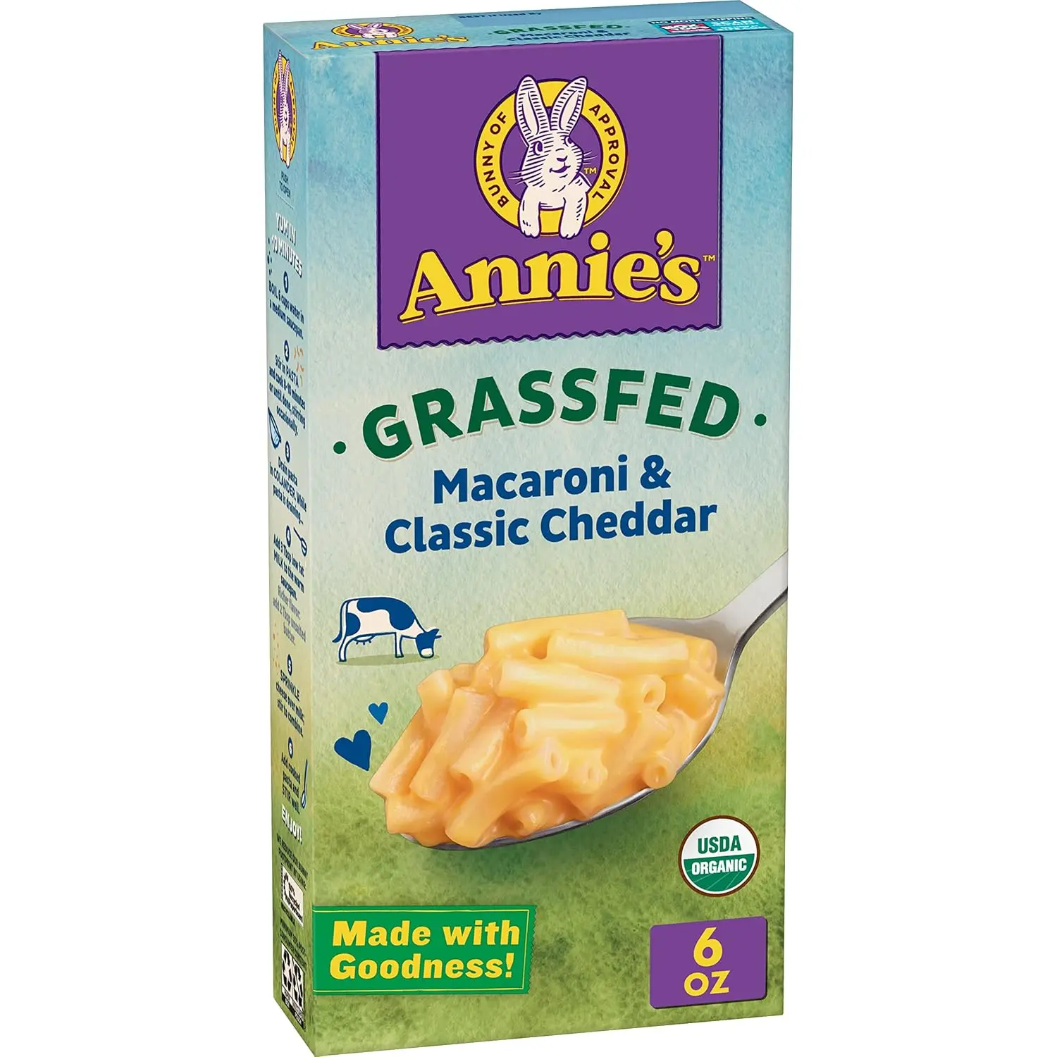 Annie's Organic Macaroni and Cheese, Classic Mild Cheddar, Grassfed, 6 oz