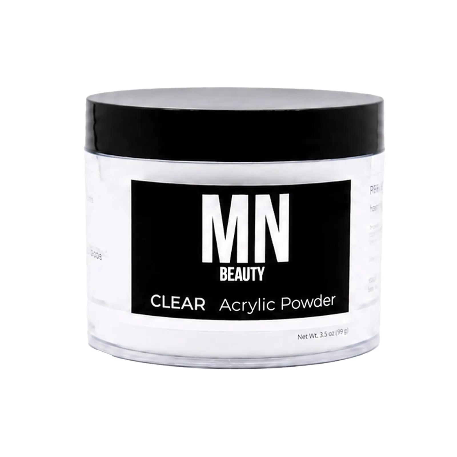 MN BEAUTY Clear Acrylic Powder - Buttery, Non-Yellowing Formula Ideal for Encapsulation