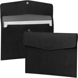 File Folder, PU Leather A4 Document Holder File Organizer Filing Envelope Portfolio Case Tablet Sleeve with Magnetic Snap Closure for Home School Office Stationery Black