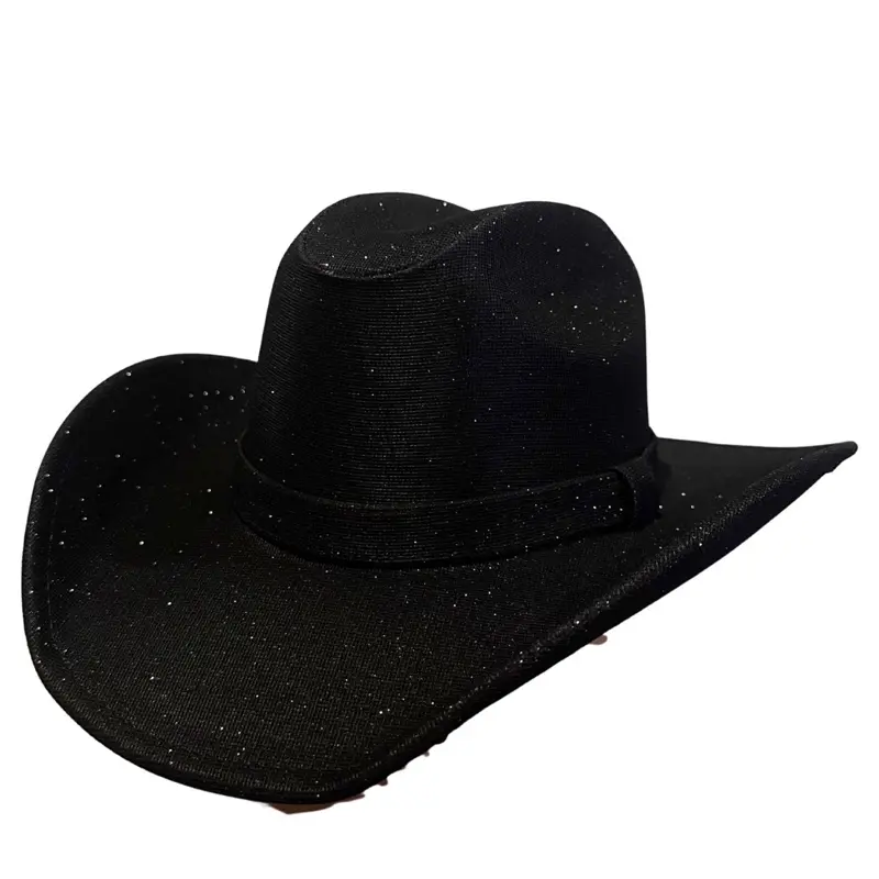 Glitter Galaxy Western Hats - Pink Glitter Cowboy Hat with Adjustable Buckle for Festivals and Parties