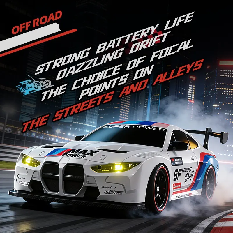 RC Drift Car Remote Control Racing Vehicle, 2.4GHz Proportional Throttle, LED Lights & Long-Lasting Batteries, Suitable for Kids Ages 8+
