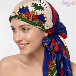 Anygoal Patriotic Red White Blue Palm Tree Bandana Scarf Head Wrap, Multifunctional Polyester Satin Bandana, Lightweight Smooth Neck Head Scarf, Versatile Stylish Hair Wrap for Daily Wear, Casual Outings and Fashionable Accessories summervibes band