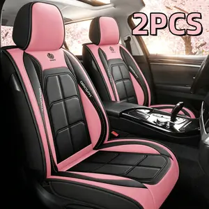 Pink Leather Car Seat Covers 2PCS Universal Fit for Most Cars Cute Car Interior Decor for Girls Stylish and Comfortable
