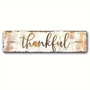 Rustic Thankful Metal Wall Sign, Farmhouse Home Decor Products, Durable No-Electricity-Needed Iron Wall Art, Easy-Hanging Vintage Fall & Thanksgiving Decor