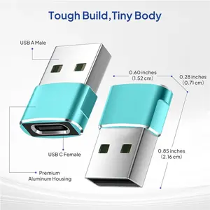 4-Pack USB-A to USB-C Adapter – Type-C Female to USB-A Male Converter for Charging & Data Sync (Phones, Tablets, Watches, Earbuds)