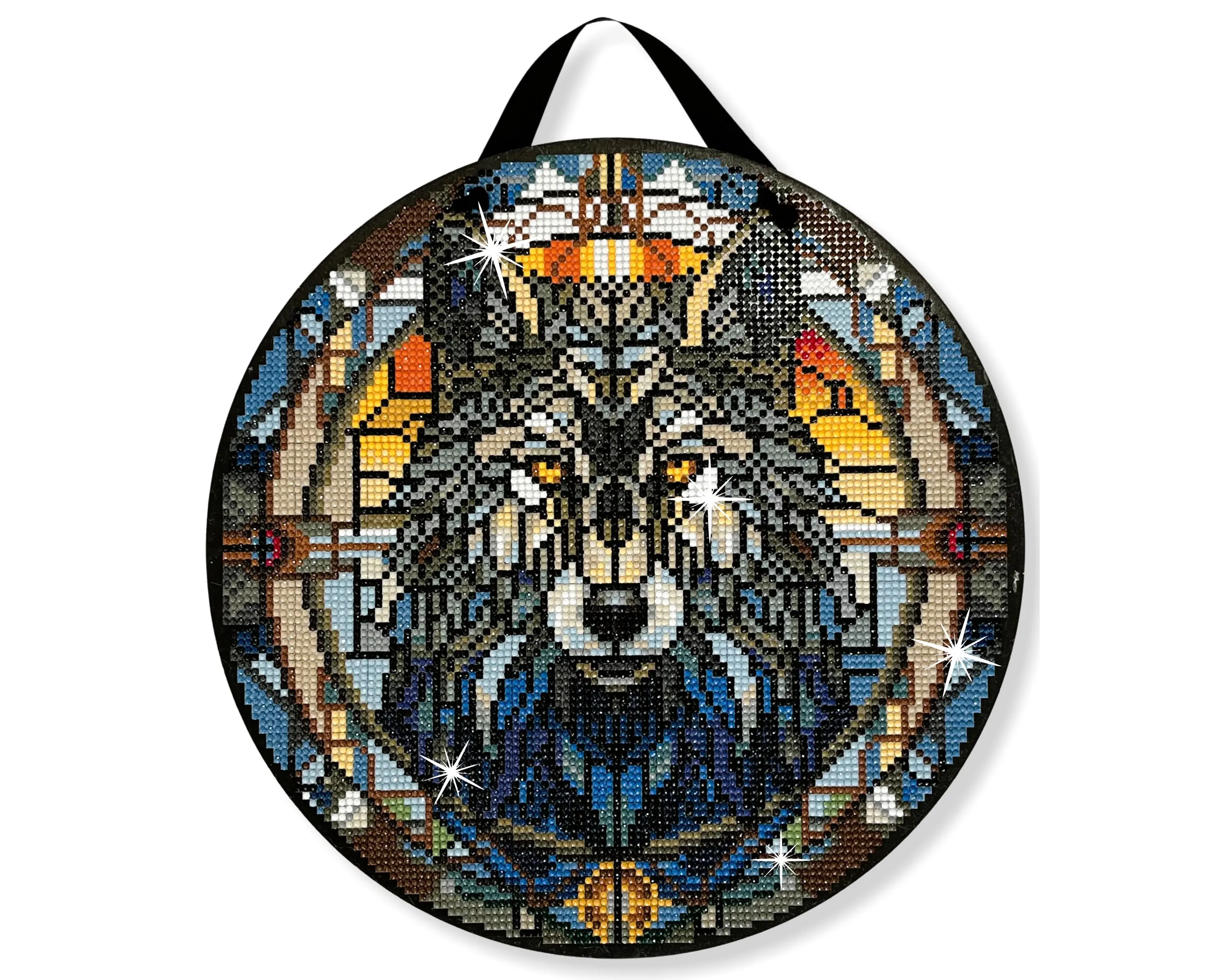 Wolf Diamond Painting Kit, ROUND Drills, 12.5" Hanging Sign