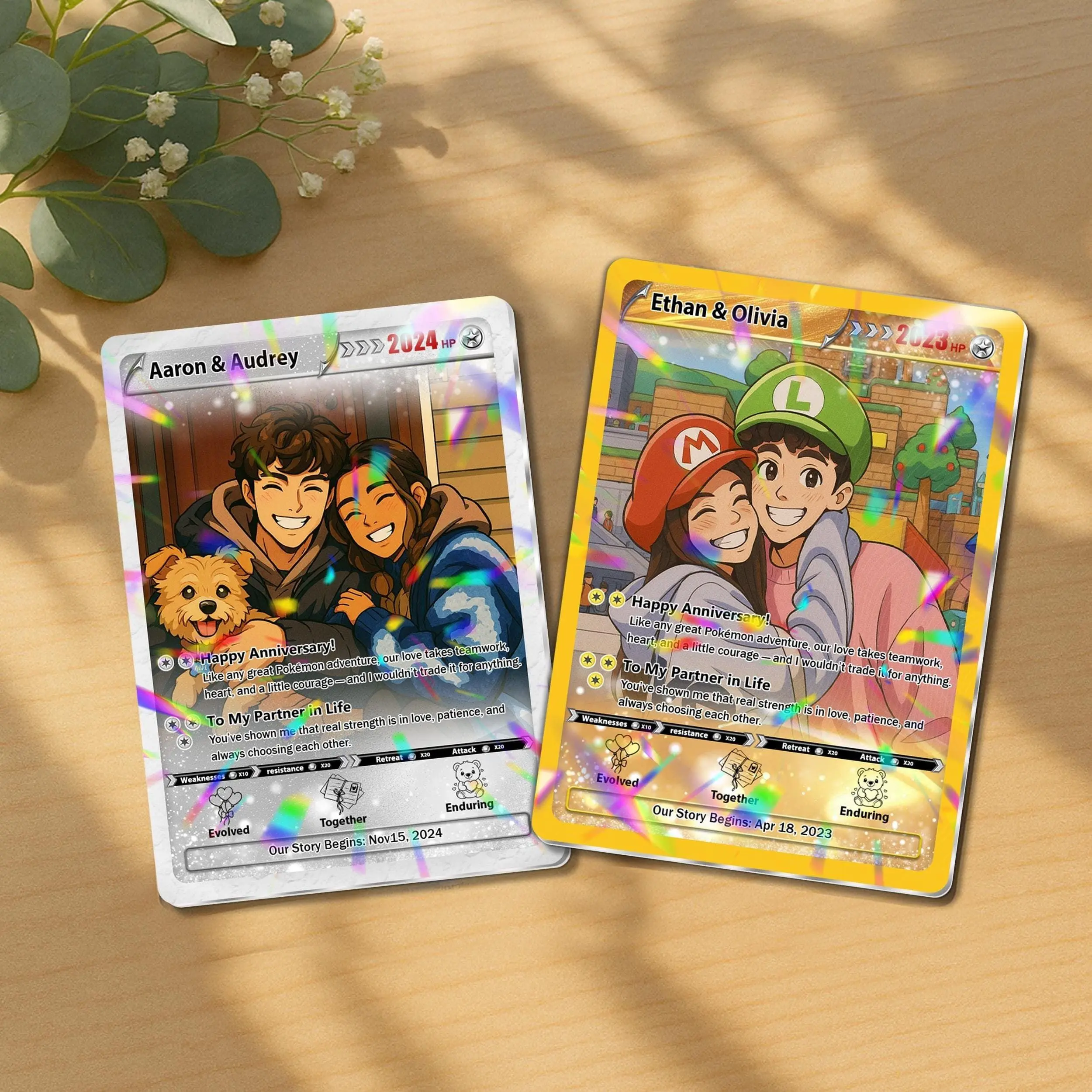 Personalized PKM Anniversary Card, Custom Anime Photo Pokelove Card, Anniversary Gift, Game Couple Cards, Gift for Game Couples, Gift for Him