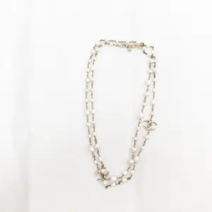 Pre-owned Chanel Gold Tone Pearl Gold Long Necklace T10327099