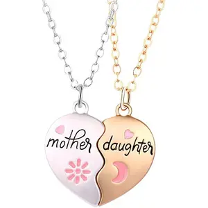 Mother and Daughter Necklaces for 2 Gold Silver Moon Star Matching Heart Necklaces for Mom Daughter Christmas Valentines Birthday Gifts from Mom Mama Mommy Moms Mothers Day Gift