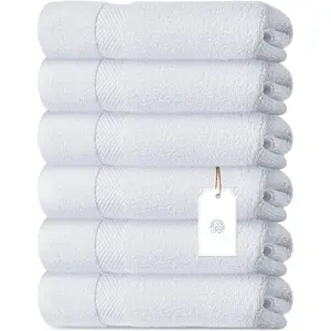 Luxury  Hand Towels - Soft  Turkish Cotton | Highly Absorbent Hotel  Bathroom Towel Collection | 16x30 Inch | Set of 6
