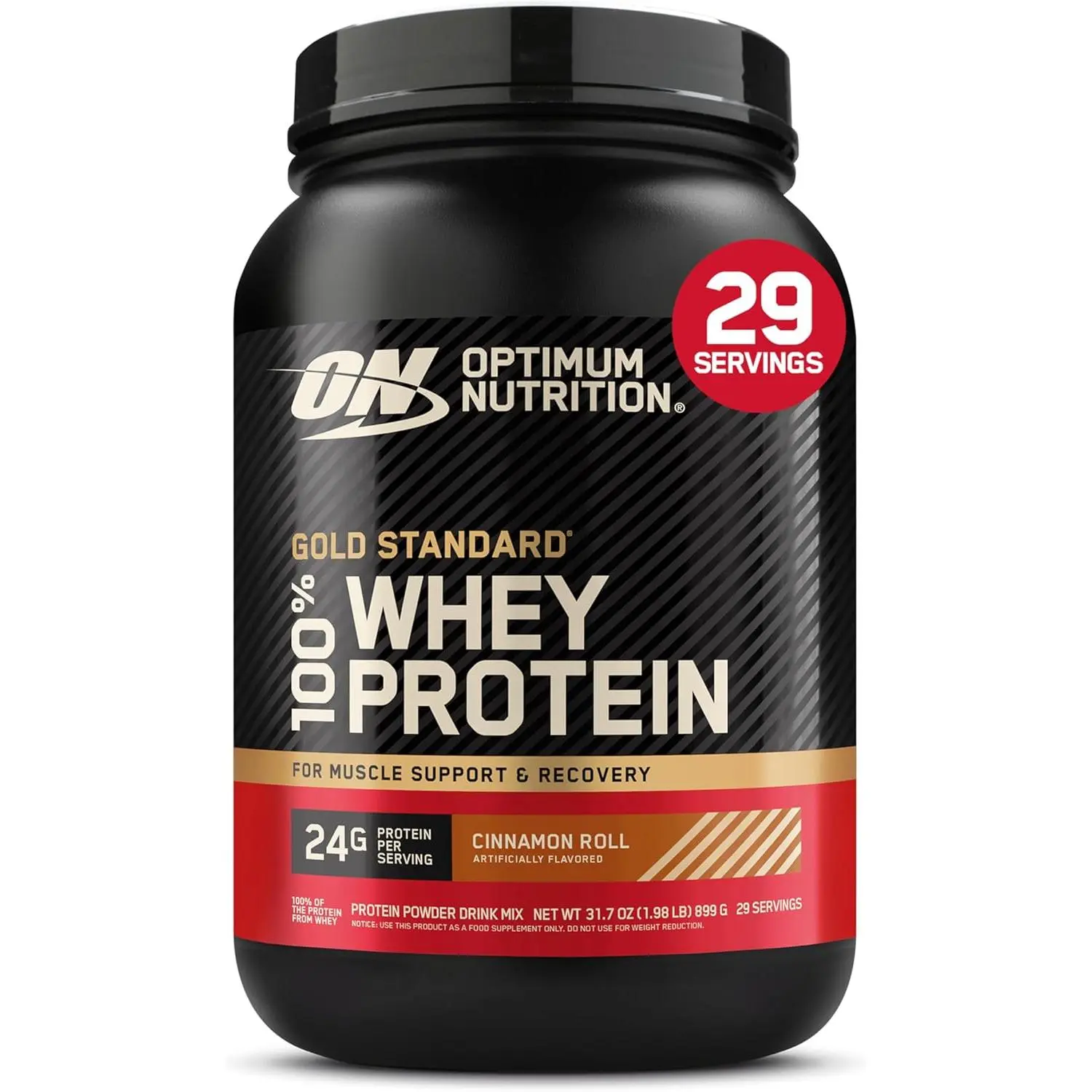 Optimum Nutrition Gold Standard Whey Protein Powder, Cinnamon Roll, 2LB