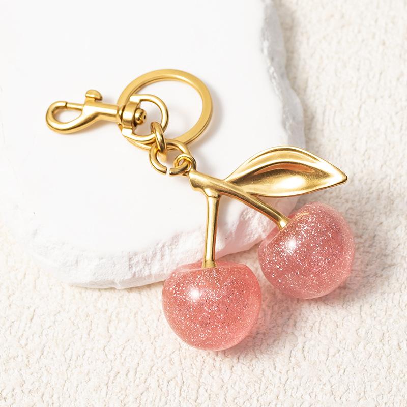 Keychain Cherry Bag Charms Purse，Key Chains Women Cute - Car key Accents for leather handbags