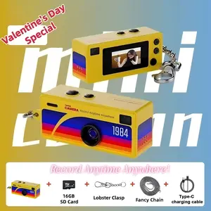 Creative Mini Portable Thumb Pocket Keychain Digital Camera with Flash, 130 Degree Wide Angle Lens, Includes 16GB Memory Card