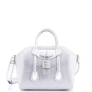 Pre-owned GIVENCHY Crystal, Satin Top Handle Bags Antigona Lock Bag Crystal Embellished Satin Mini by Rebag