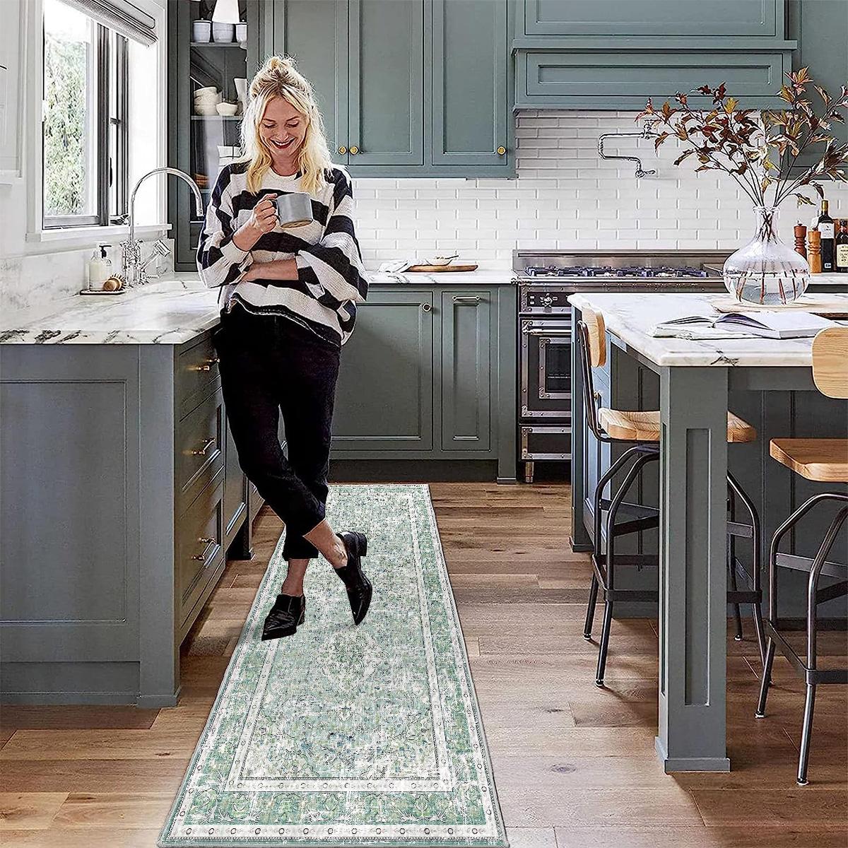 Soft Washable Boho Runner Rug 2ft x 6ft | Non-Slip Vintage Rug for Kitchen & Hallway