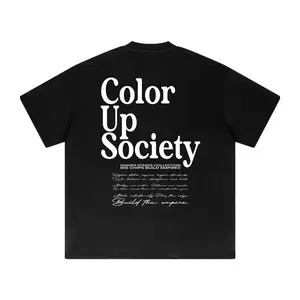 Color Up Society Manifesto T-Shirt Higher Stakes Collection Big Chips Build Empires Handwritten Script Front Chest Logo Back Design Short Sleeve Crew Neck Summer Casual Top - Menswear