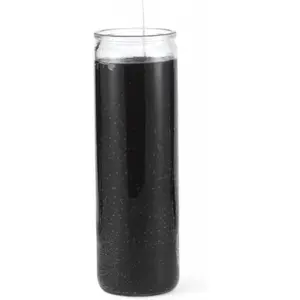 8 in Unscented Black Jar Candle in Glass - 7 Day Traditional Spiritual Prayer Pillar Candle for Rituals, Protection, Home Decor, Clean Burn Religious Altar Use