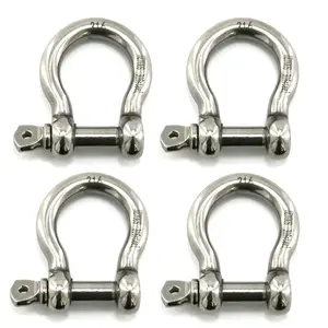 4 PCS 5/16 in Stainless Steel Heavy-Duty D-Ring Bow Shackles with Clevis Screw Pin for Home Improvement, Garden Supplies