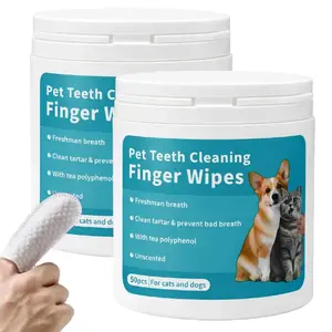 Pet Teeth Cleaning Wipes Fresh Breath & Tartar Removal for Cats and Dogs Easy to Use Oral Hygiene Solution outdoorfun