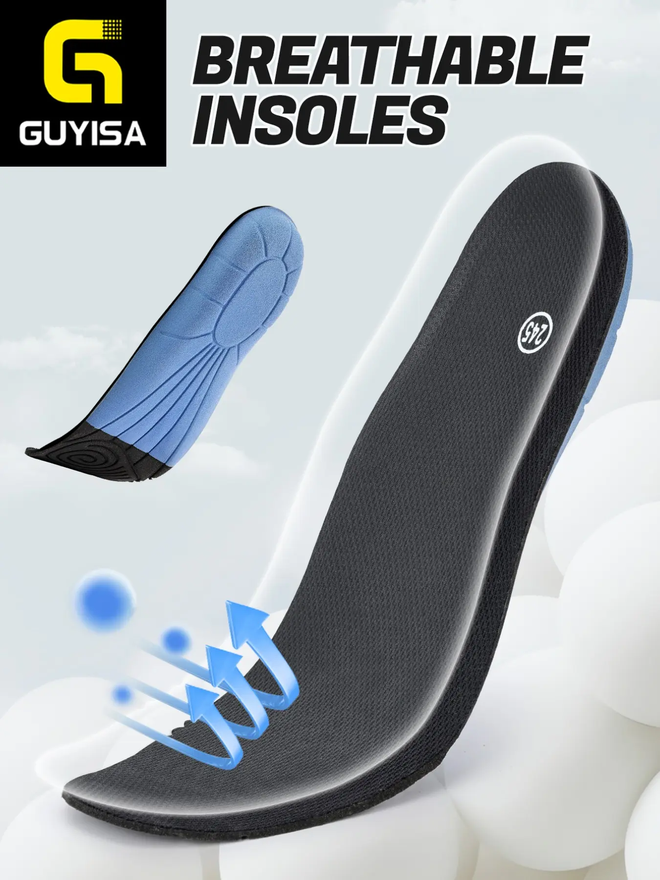 Shock-Absorbing High-Elasticity Sponge Insoles, Odor-Resistant Breathable Protective Shoe Pads, Long-Standing Comfort for All Seasons, Shock Absorption Comfy