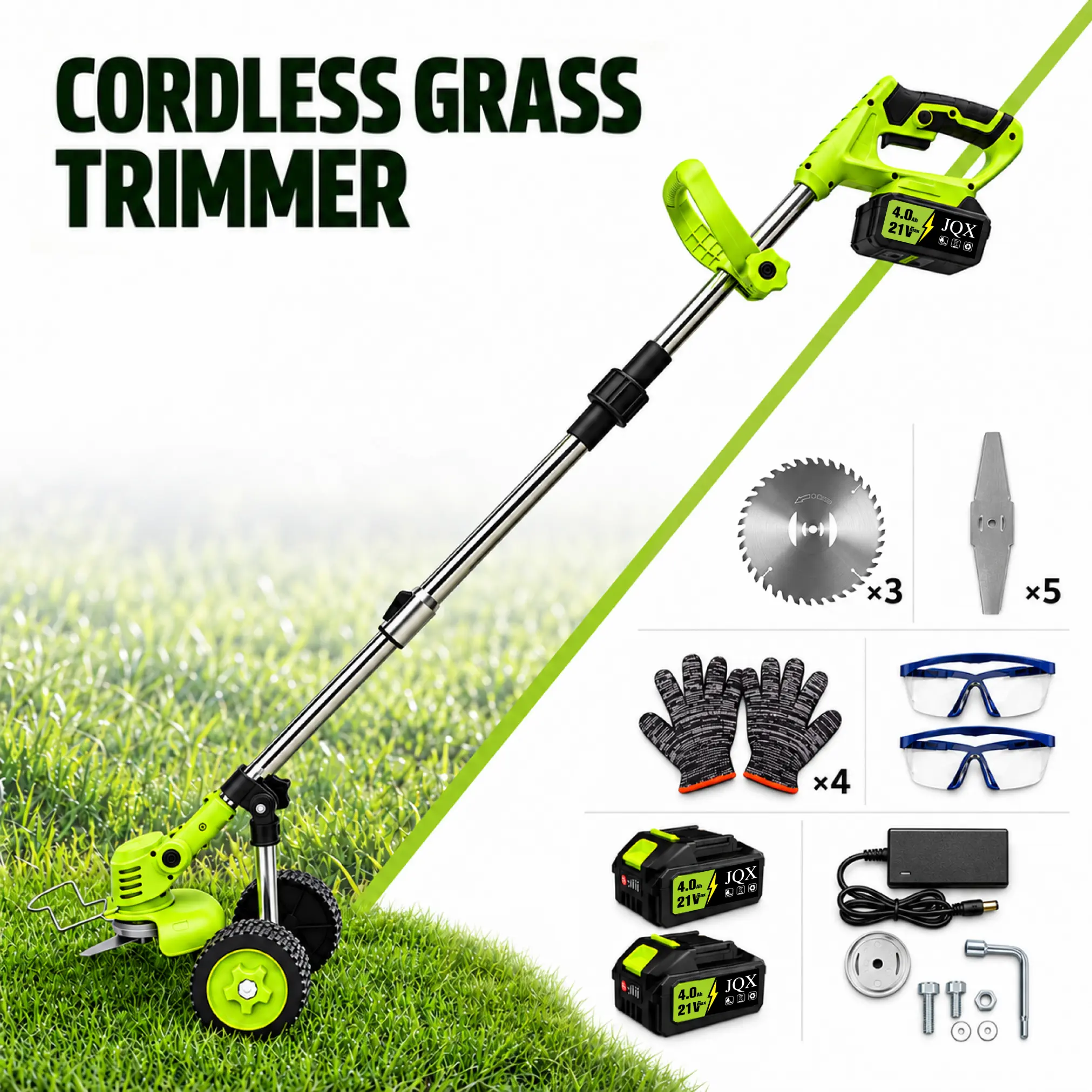 Handheld Cordless Lawn Mower—3-in-1 Electric Gardening Lawn Mower, lightweight electric device (battery included), adjustable handle, multi-blade system, quiet operation, suitable for lawn mowing and garden maintenance; women-friendly