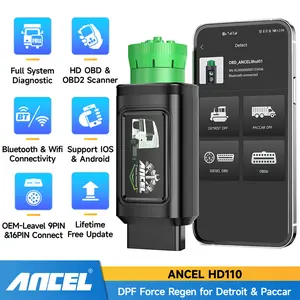 ANCEL HD110 Heavy Duty Truck Scanner with DPF Regen & Reset for Detroit Paccar Engine, Full System 2 in 1 Truck & Car Code Reader, HDOBD & OBD2 Scanner Diagnostic Tool, Lifetime Free Updates