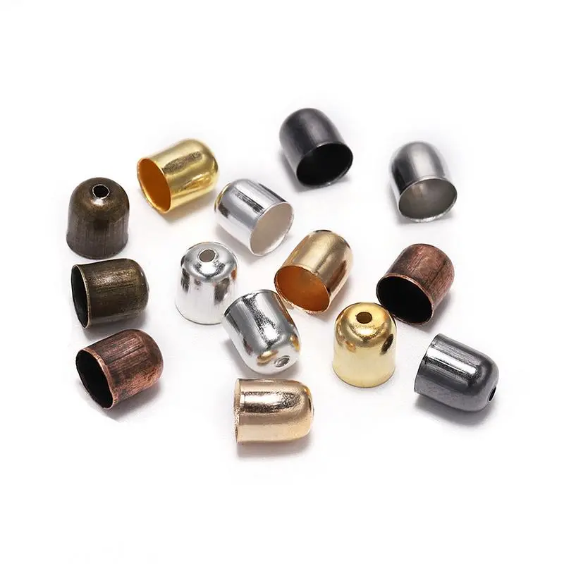 50-100pcs Leather Cords Bracelets Buckle Finding End Tip Tassel Caps 3 4 5 7 8 10 mm Crimp End Beads Caps For DIY Jewelry Making
