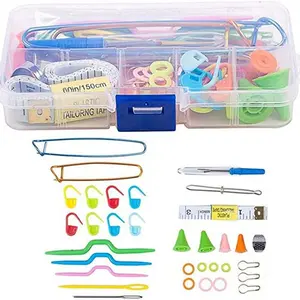 Handmade DIY Tool Box Set, Knitting Tool Accessories, Yarn Clipper, Mark Button, Plastic Needle, Beginner Tool Set, Sewing Supplies