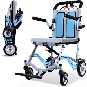GARVEE Ultra Lightweight Folding Transport Wheelchair for Seniors - Portable, with Locking Handbrake, Removable Flip Armrests, and Swinging Footrests for Easy Mobility and Comfort