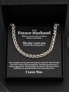 Men's Hip Hop Simple Plain Metal Chain Necklace, 2024 Summer Fashion Jewelry, Trendy All-match & Exquisite Jewelry for Gifts with Box