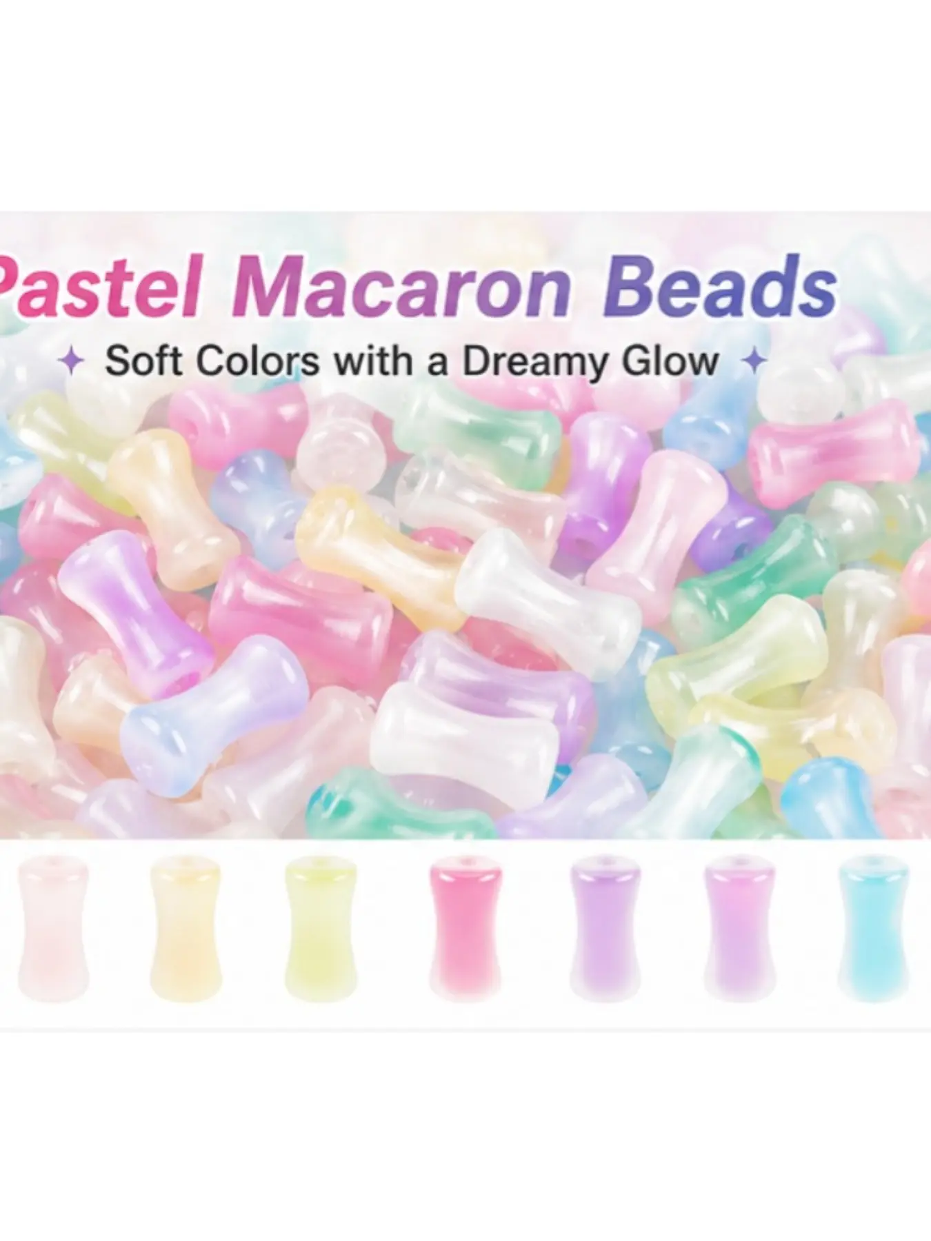200 Pcs glass bamboo bead long tube bead gradient colorful mixed color random imitation jade gemstone round loose bead earrings necklace bracelet jewelry DIY handmade materials