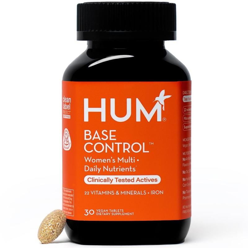 HUM | Base Control | Women's Daily Sustained Energy | 22 Vitamins and Minerals (Vitamin A, C, D3, E) | 30 Vegan Tablets