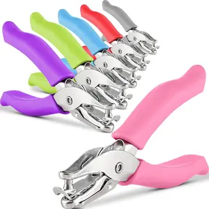 Single Hole Paper Punch Cushion Grip Heavy Duty Hole Puncher for Greeting Cards Scrapbook Notebook Puncher Craft Paper Hand Tool Pack of 6
