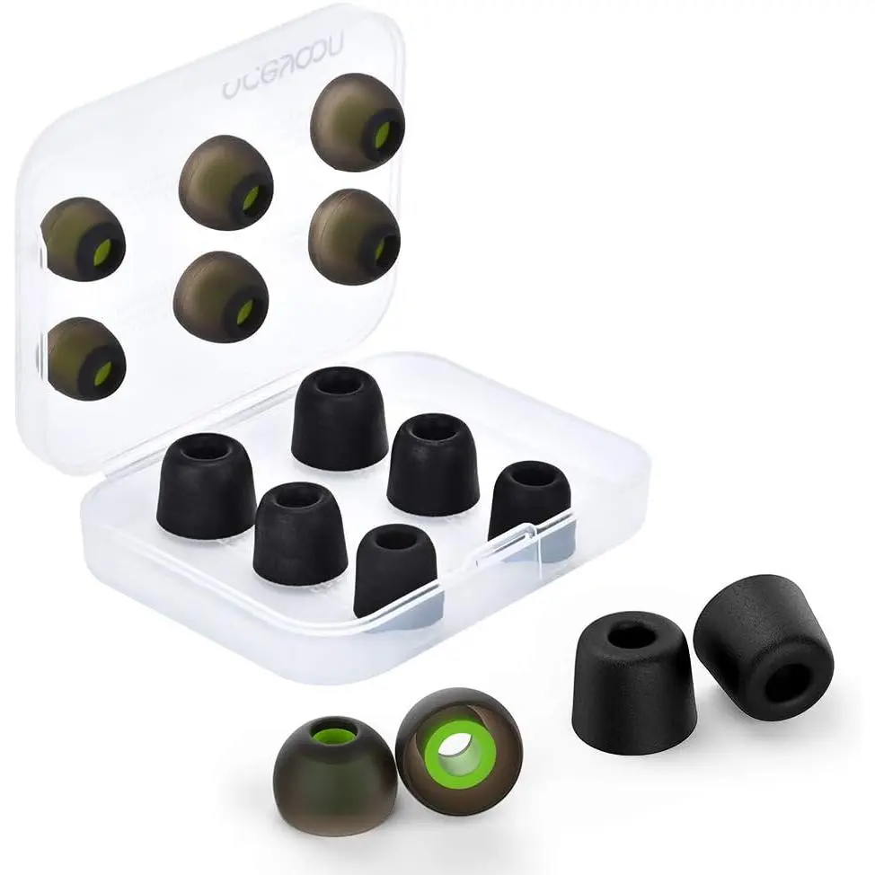 [6 Pairs] Earphone Tips S M L for in Ear Headphones, 12 Anti-Slip  and Memory  Ear Bud Tips, Noise Cancelling 5mm-7mm Tips